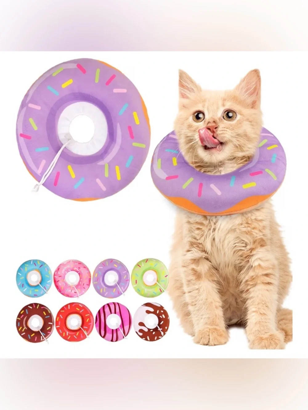 Traded* New! Purple Donut Cat Cone Collar sz large